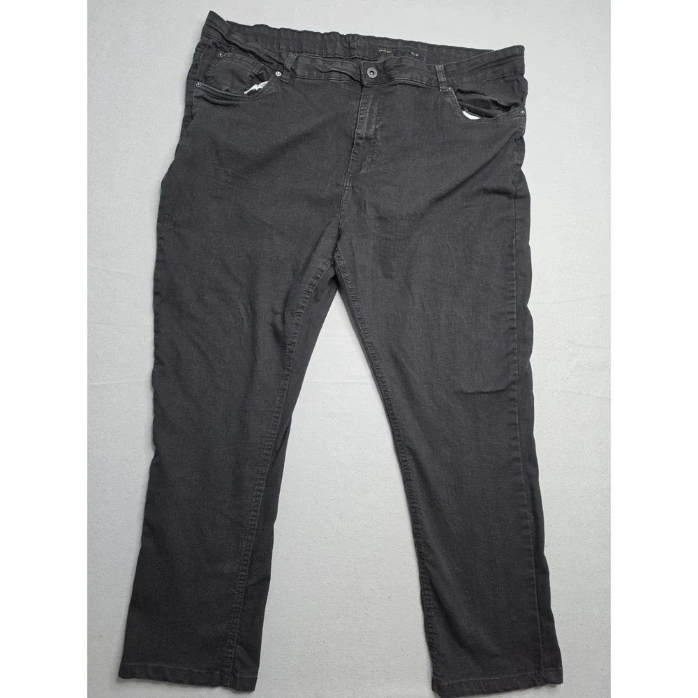 Six Lincoln New York Jeans Men's 46x30 Black Denim Stretch Slim Fit Straight Leg